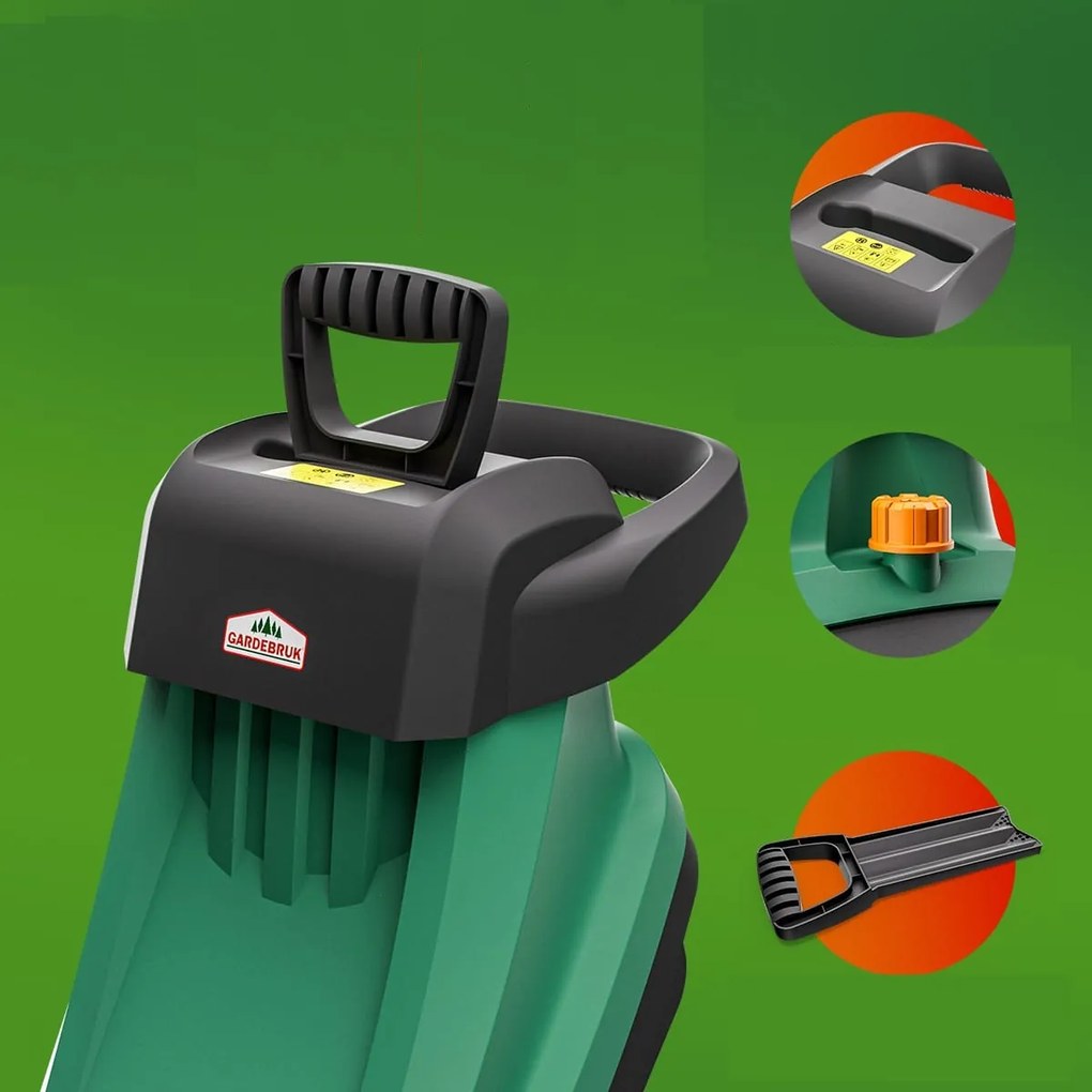 Záhradný štiepkovač na konáre VAVRO, 2400W, 50l, čierna/zelená Gardebruk
