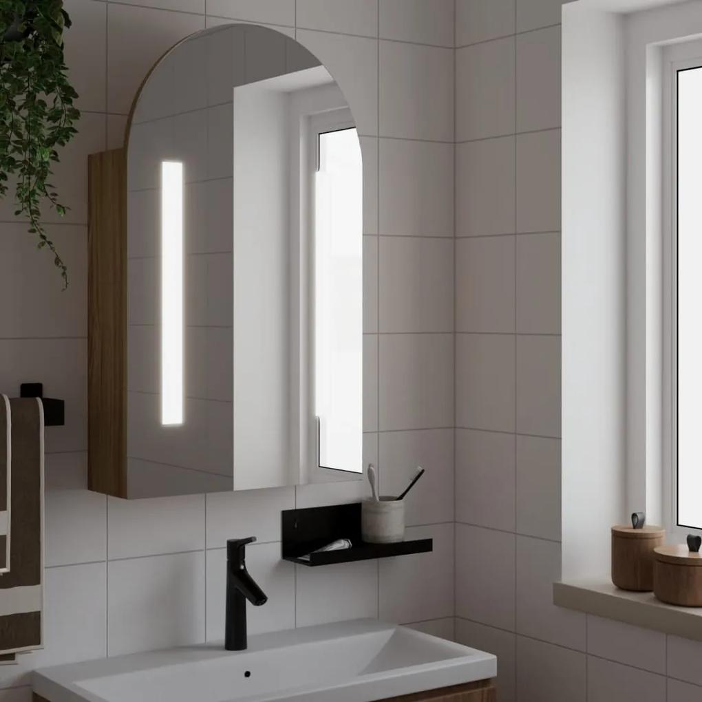 Kúpeľňová zrkadlová skrinka s LED oblúková dub 42x13x70 cm 357976