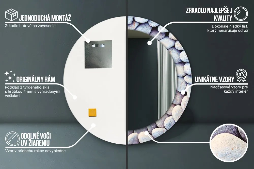 Okrúhle dekoračné zrkadlo s motívom Koleso morských kameňov fi 70 cm