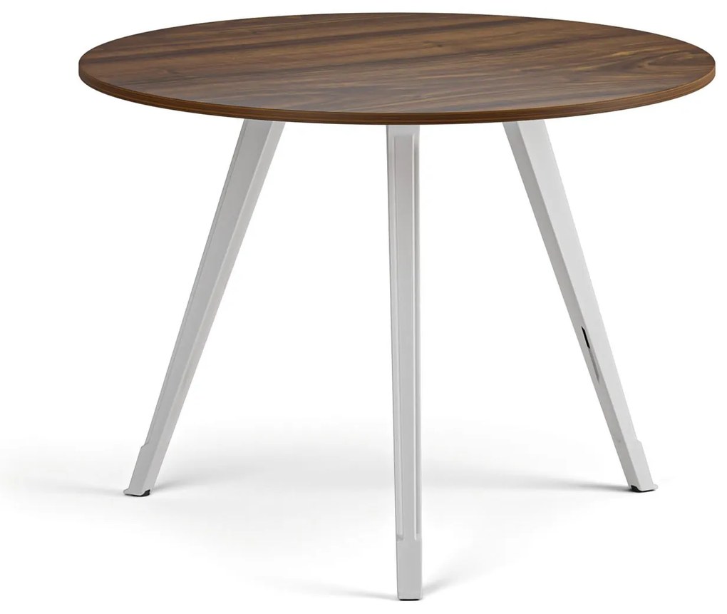 Konferenčný stôl PRIMO ZEN, priemer 100 cm, biela podnož, orech
