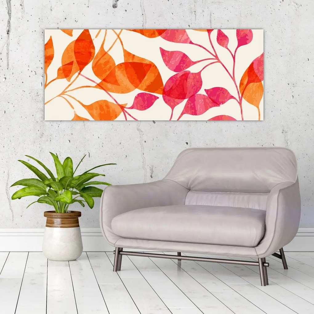 Obraz - Oranžové lístie (120x50 cm)