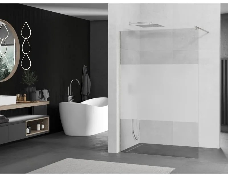 Mexen Kioto, sprchová zástena Walk-In 80 x 200 cm, 8mm číre sklo-námraza, brúsená oceľ profil, 800-080-101-97-35