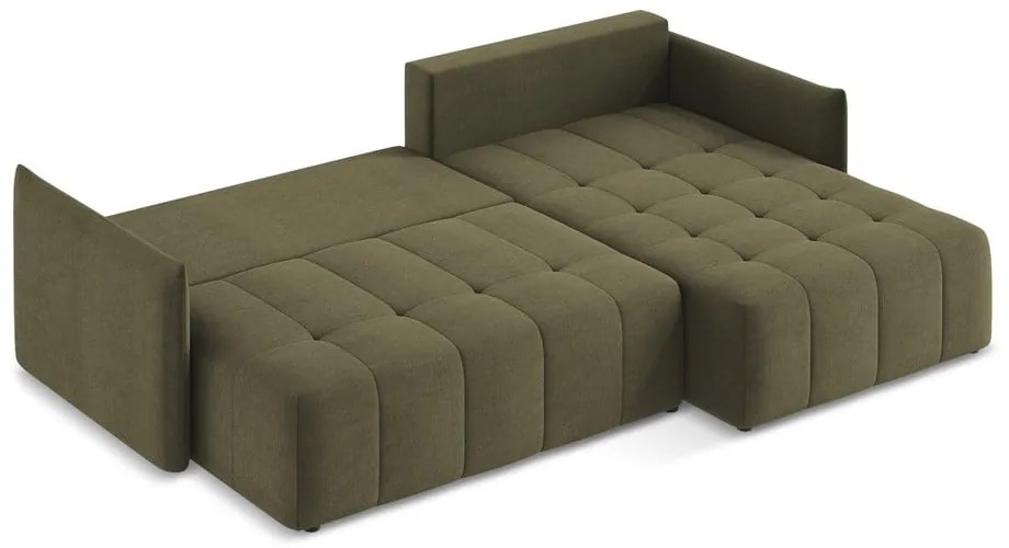 Khaki rozkladacia/s úložným priestorom rohová pohovka (pravý roh/s leňoškou) Moku – Makamii