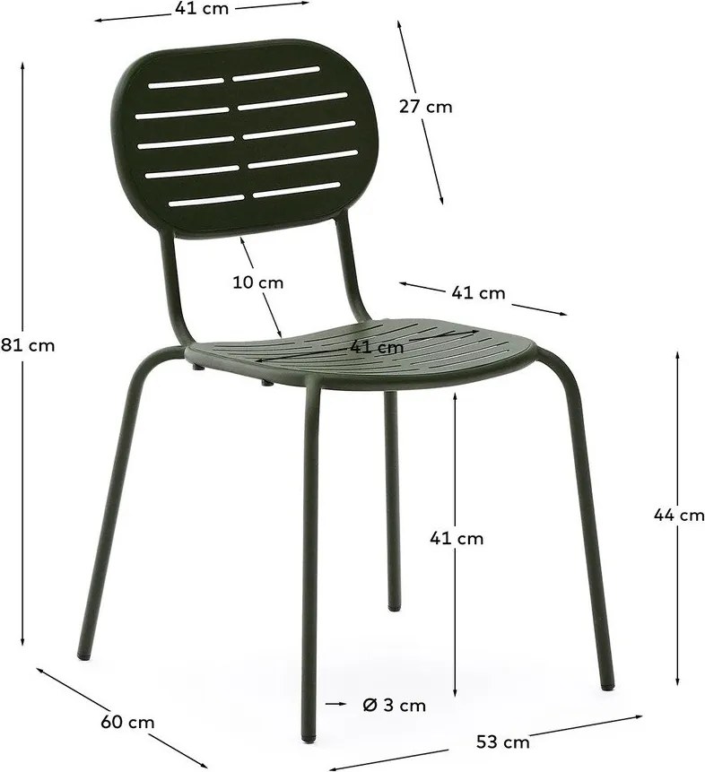 Tmavozelená kovová záhradná stolička Brai – Kave Home