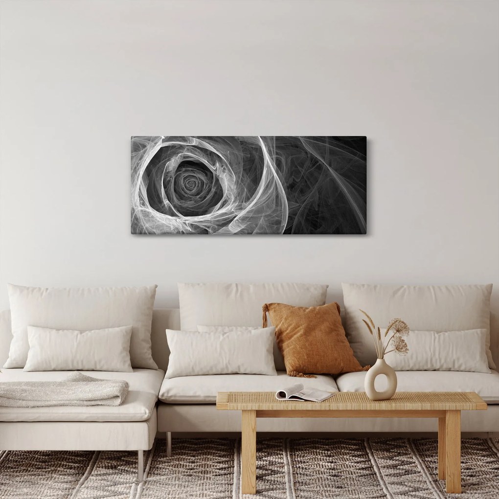 Obraz - Abstraktné ruže čiernobiela (120x50 cm)