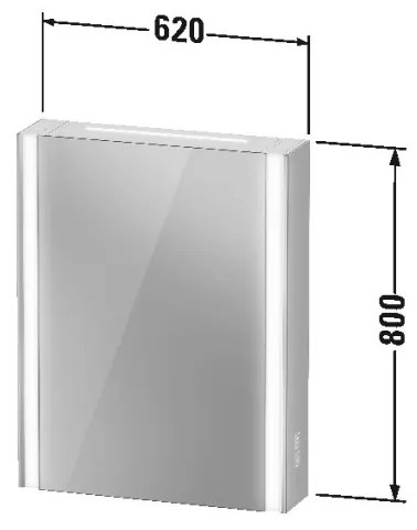 Duravit XViu - Zrkadlová skrinka s osvetlením, Icon verzia, 620x156 mm, pánty vpravo, čierna matná XV7141RB2B2