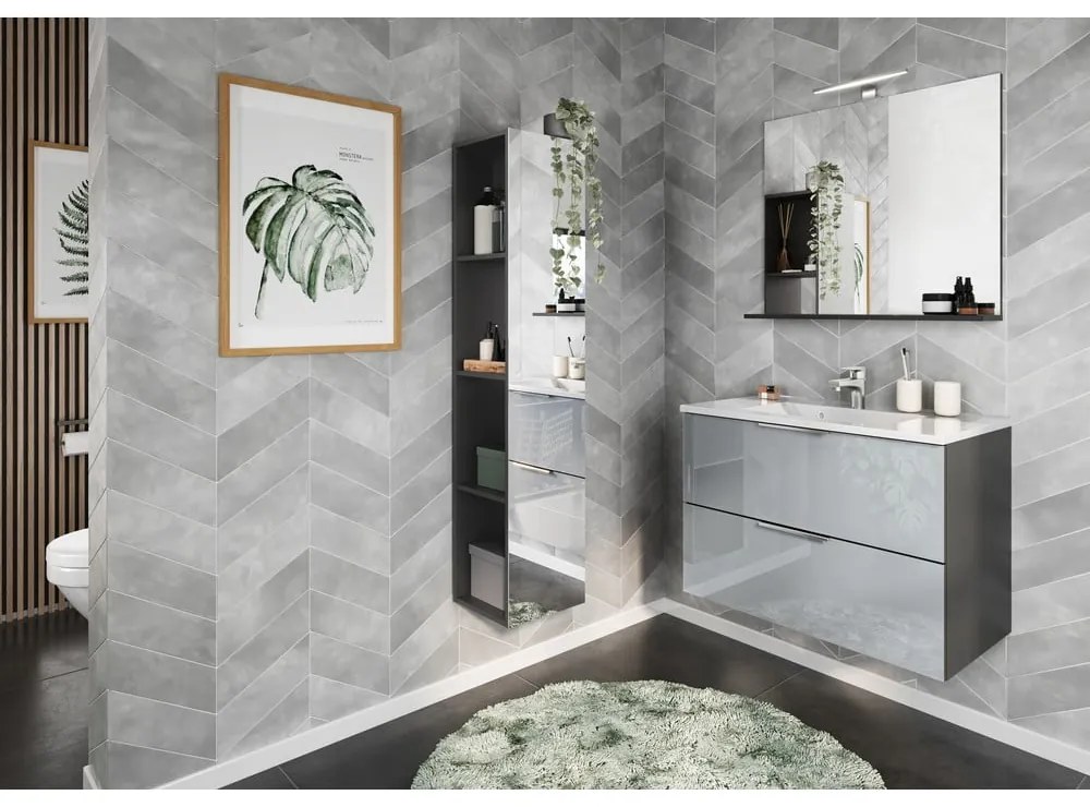 Antracitová kúpeľňová skrinka 31x144 cm Vasio – Germania