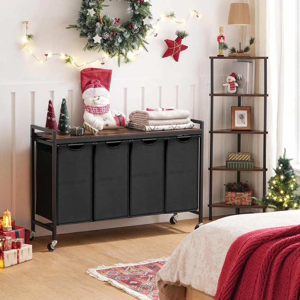 Koš na prádlo Vasagle Pietro 159 l hnědý/černý