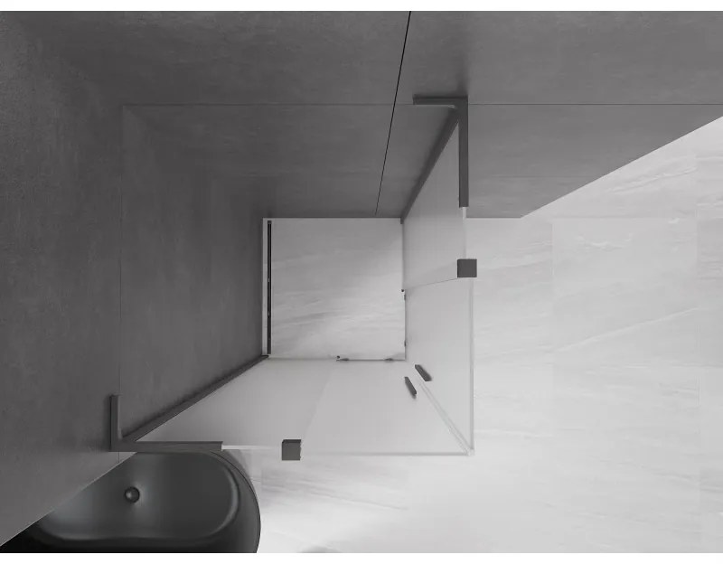 Mexen Velar L Duo, sprchový kút s posuvnými dverami 80 x 80 cm, 8mm sklo námraza, brúsený grafit, 871-080-080-02-33-66