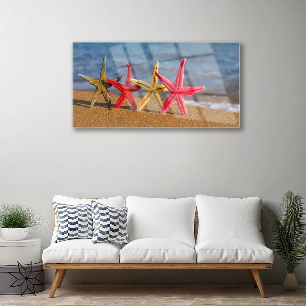 Obraz na skle Pláž hviezdice umenie 140x70 cm