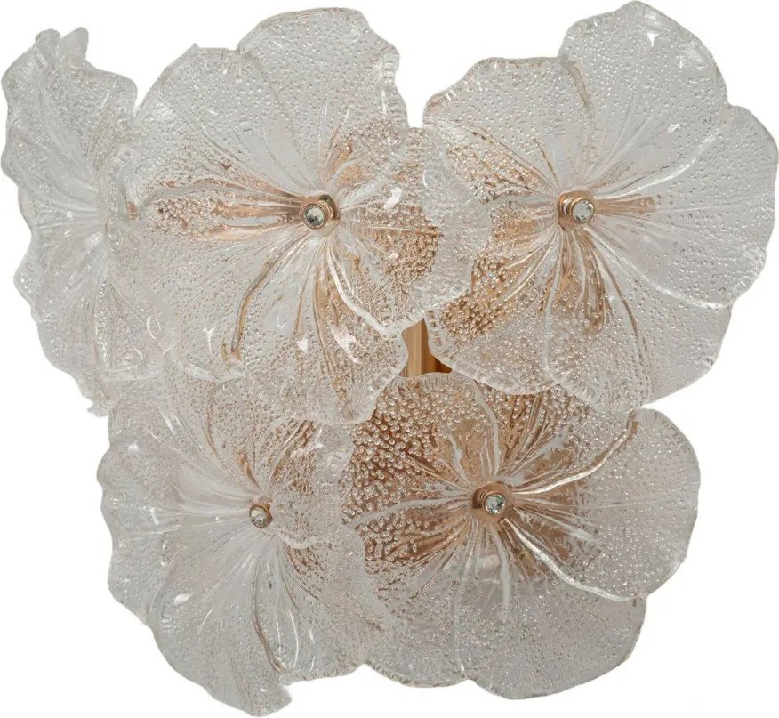 Sklenené nástenné svietidlo v zlatej farbe Ibiscus – Mauro Ferretti