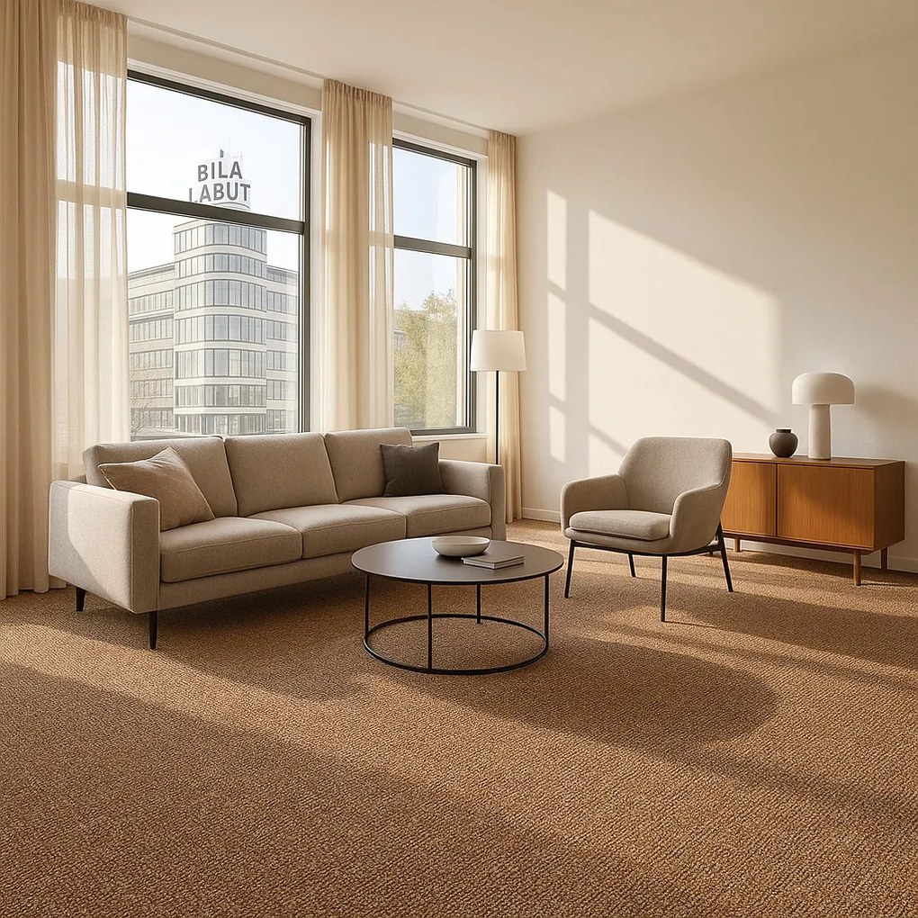 Timzo, Koberec metráž Story 9142, na mieru, šíře 3m,4m,5m, hnedá, filc, chodba / predsieň