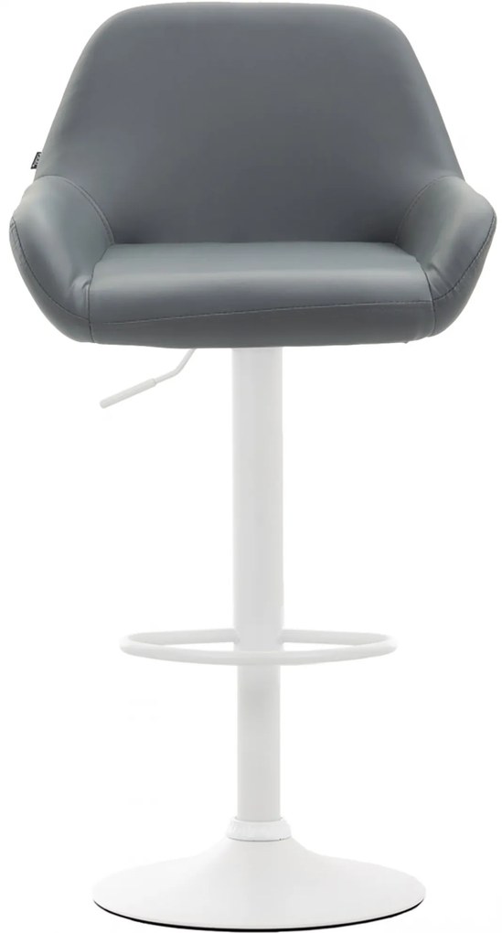 Barová stolička Braga - koženka, biela podnož - Sivá