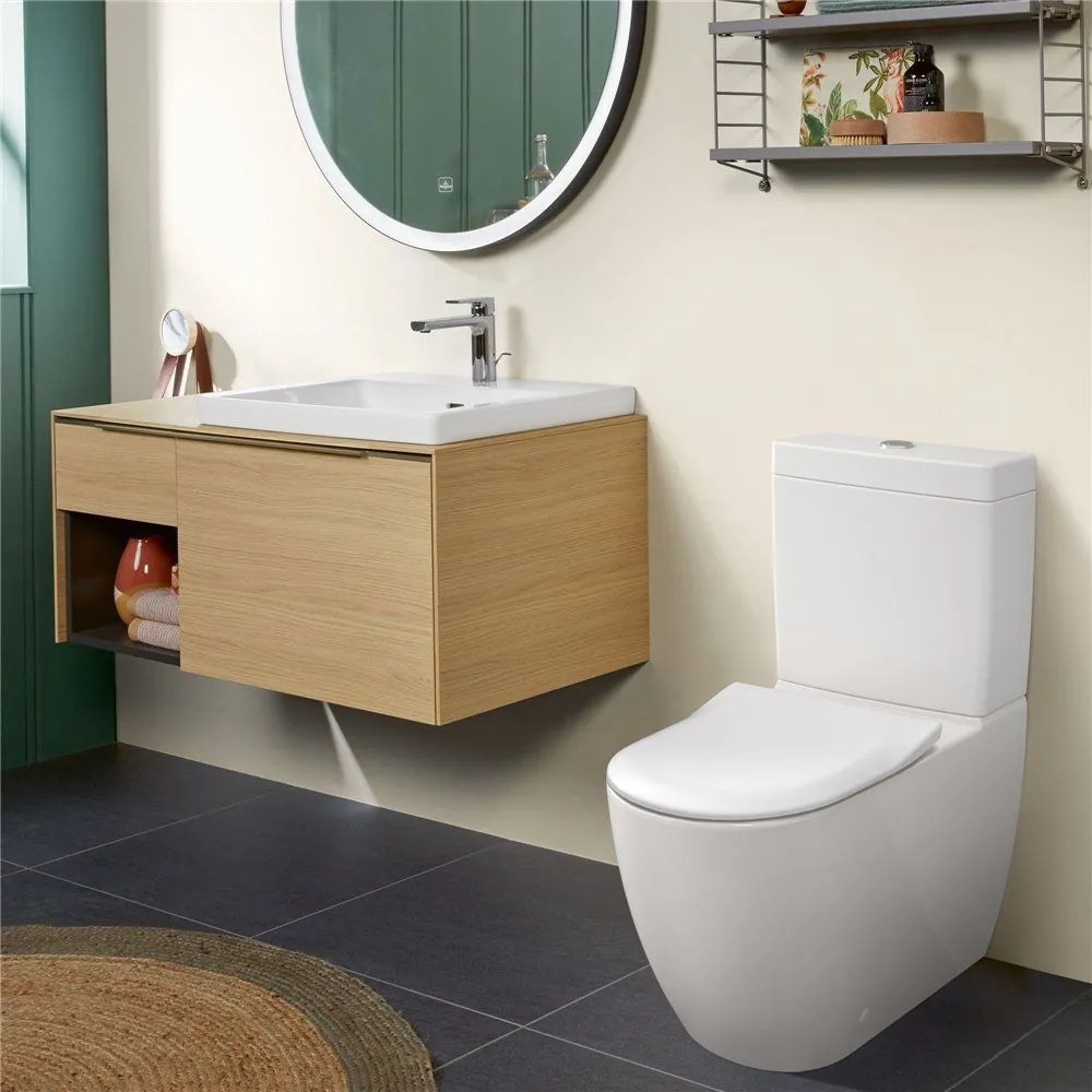 VILLEROY &amp; BOCH Subway 3.0 WC misa kombi s TwistFlush, s hlbokým splachovaním bez vnútorného okraja, zadný odpad, 370 x 710 mm, biela alpská, s povrchom CeramicPlus, 4672T0R1