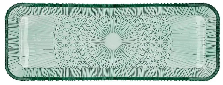 Zelený sklenený servírovací tanier 14x38 cm Kusintha – Bitz