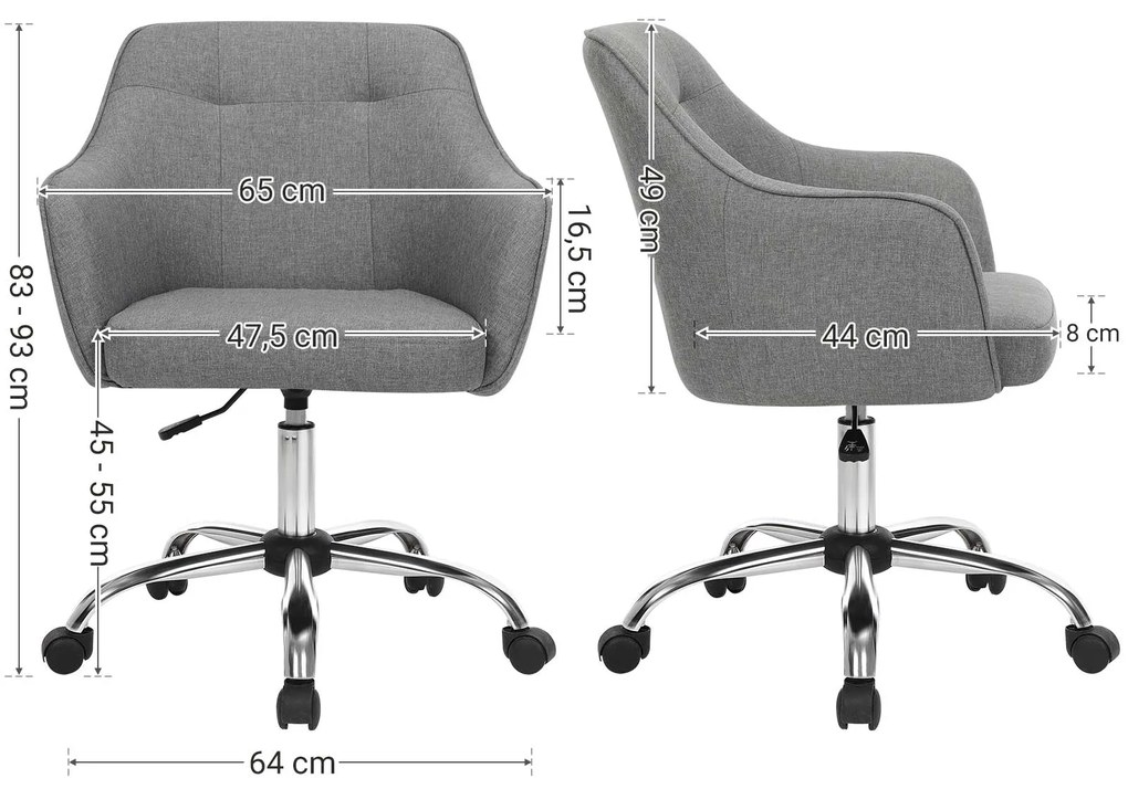 Kancelárska stolička SONGMICS OBG019G01 - sivá