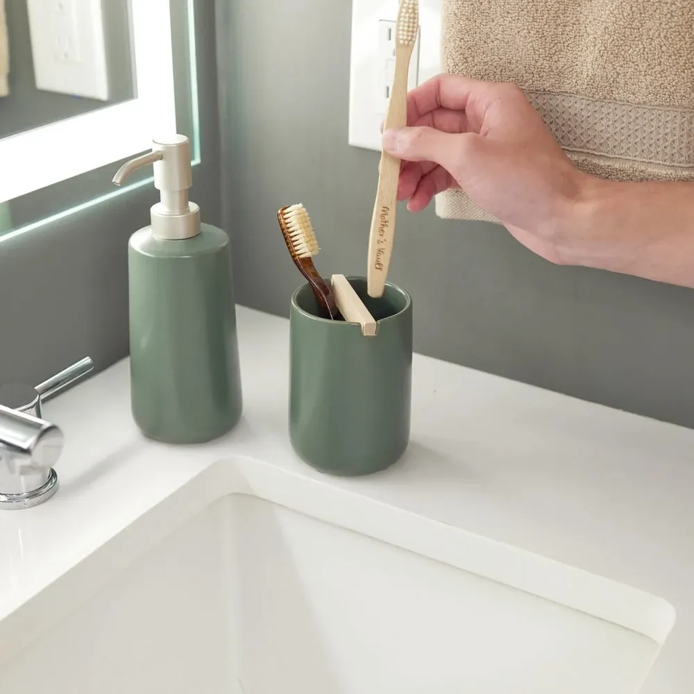Zelený keramický dávkovač mydla iDesign Eco Vanity