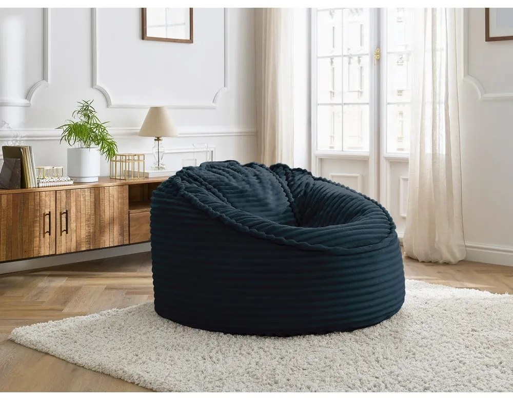 Tmavomodrý menčestrový sedací vak Socrate – Bobochic Paris