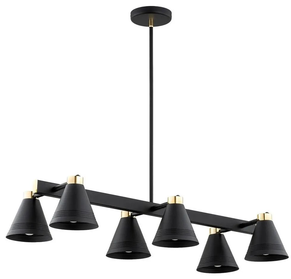 Argon 2552 - Luster na tyči AVALONE 6xE27/15W/230V čierna/zlatá