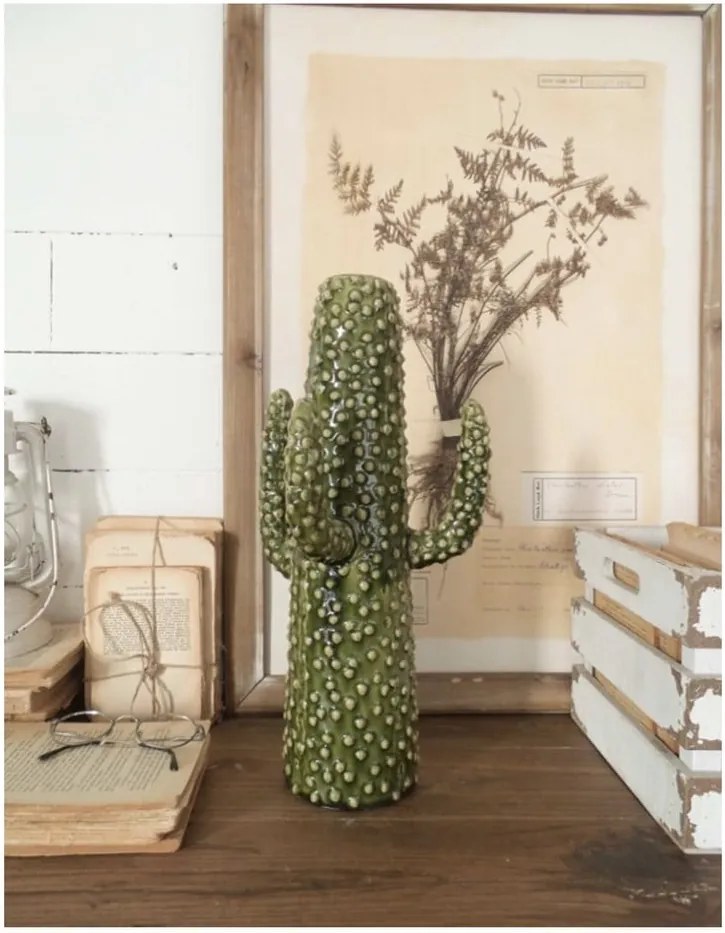 Zelená keramická soška Orchidea Milano Cactus Summer In Italy, výška 41 cm