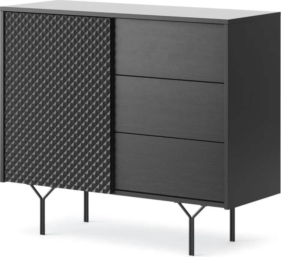 Skrinka so zásuvkami Raven, čierna