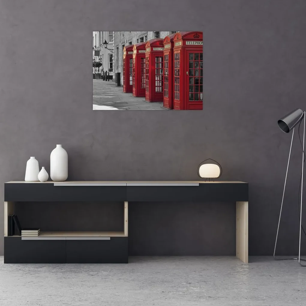 Sklenený obraz - Londýnske telefónne búdky (70x50 cm)