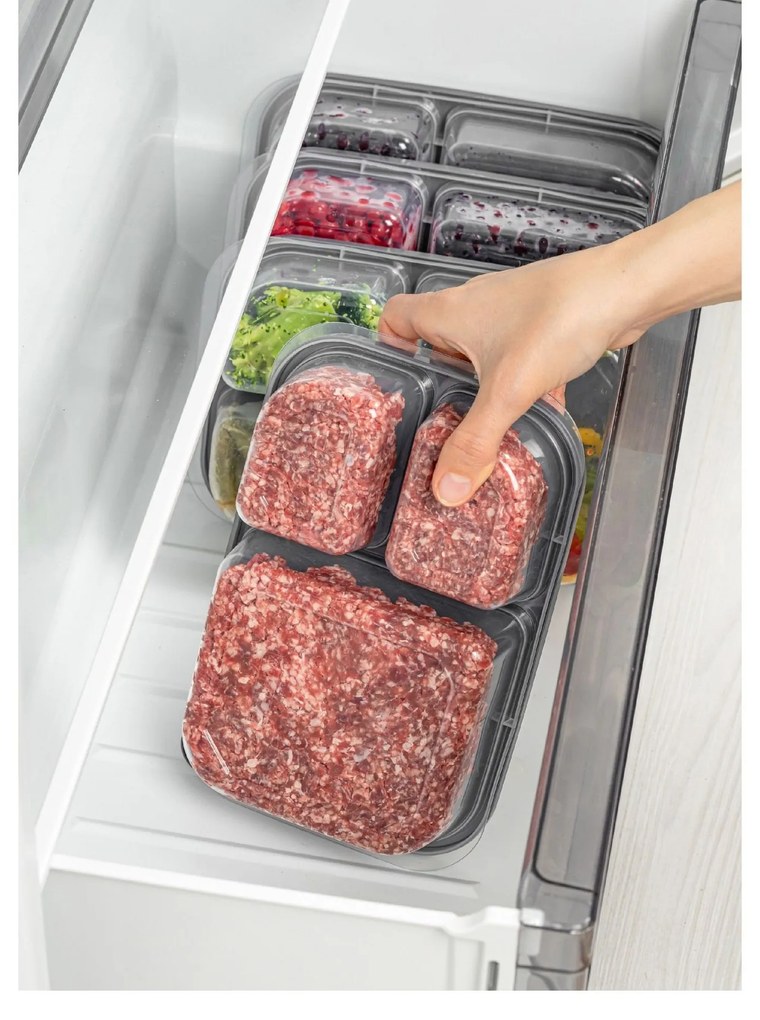 Súprava 8 ks potravinových boxov LUY antracitová