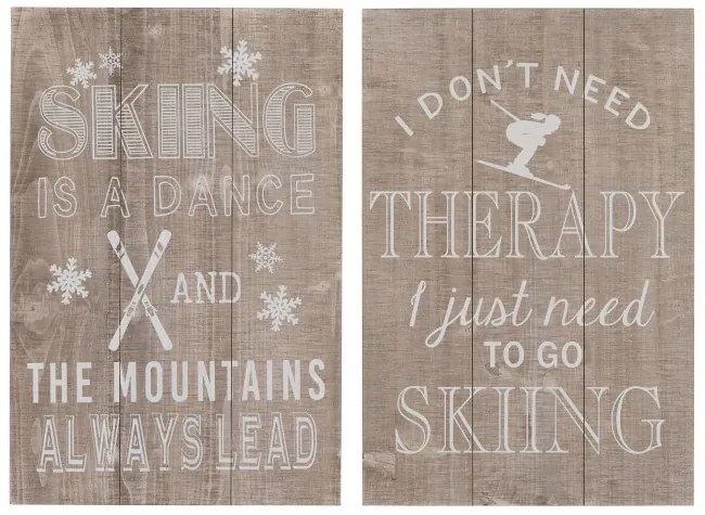 Dve drevené cedule Skiing - 40 * 60cm