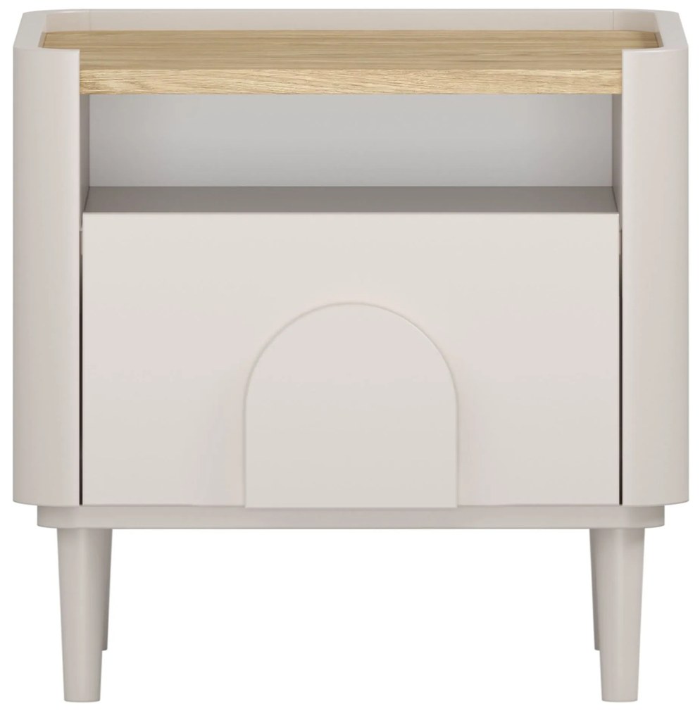 Nočný stolík Amilio 50 cm na nožičkách - kašmírová / dub olejovaný