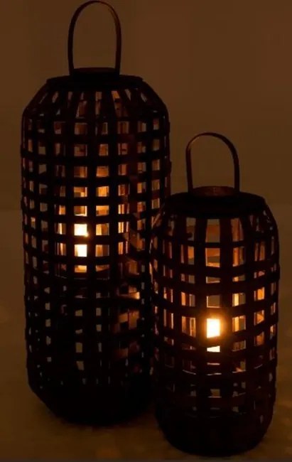 Tmavo hnedá drevená lampáš Toinette - Ø 41,5 * 95 cm
