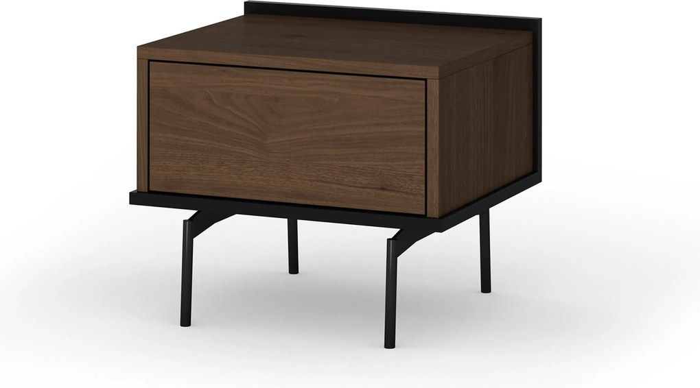 Nočný stolík so zásuvkou Zenar 50 cm - orech elegant / čierny