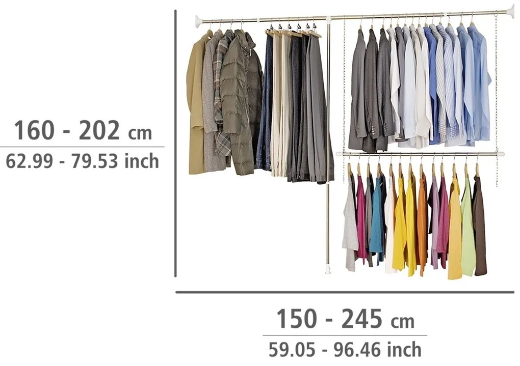 Wenko Teleskopický 3-dielny systém vešiakov, nehrdz. oceľ