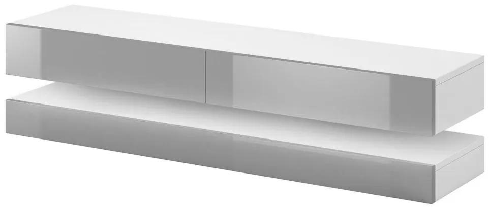 TV stolík FLY 140 cm biely mat/sivý lesk