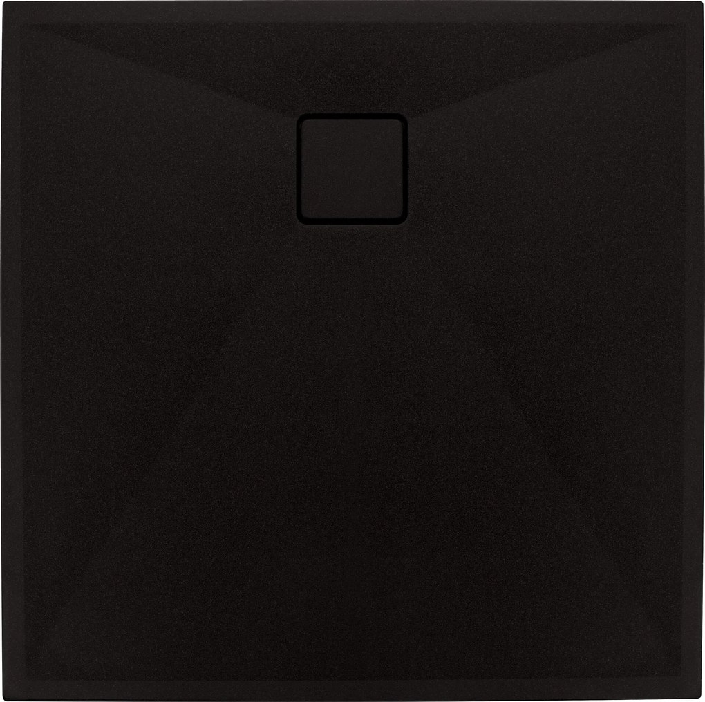 Deante Correo, štvorcová granitová sprchová vanička 90x90x3,5 cm, čierna, KQR_N41B