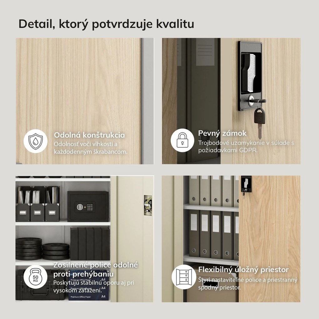 Kancelárska skriňa na dokumenty šedá / dub sonoma: Eco Design JAN 900 x 1850 x 400 mm