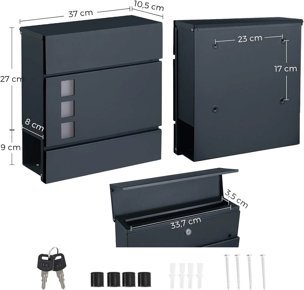 Poštová schránka Luude antracitovo sivá