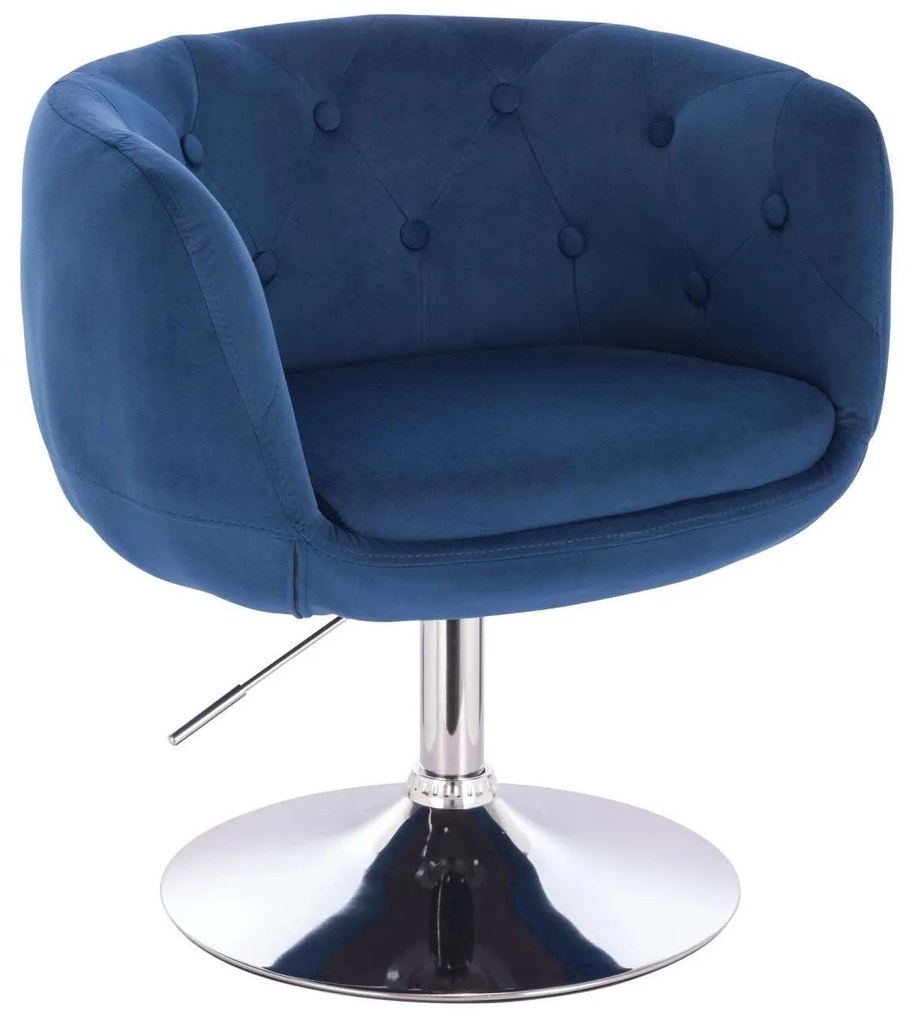 LuxuryForm DESIGN Kreslo MONTANA VELUR na striebornom tanieri - modré