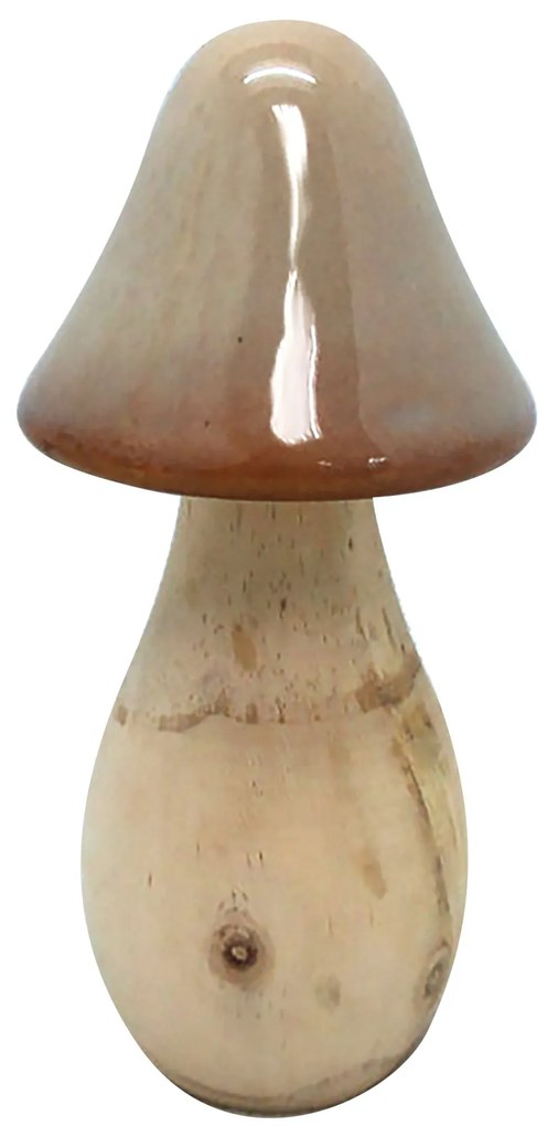 Keramická figurka houby MAVE  8,2x15,8 cm hnědá