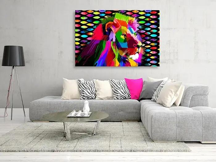 Obraz - Rainbow Lion (1 Part) Wide Veľkosť: 120x80, Verzia: Premium Print