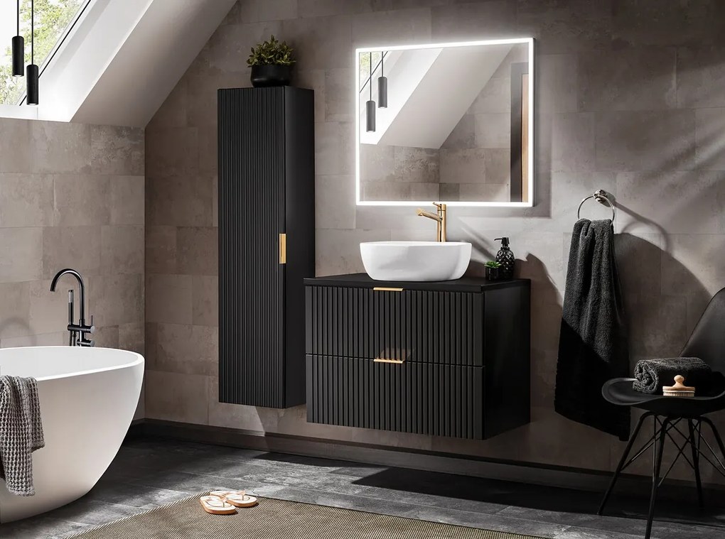 Kúpeľňové zrkadlo Madera s LED osvetlením 68x83 cm čierne