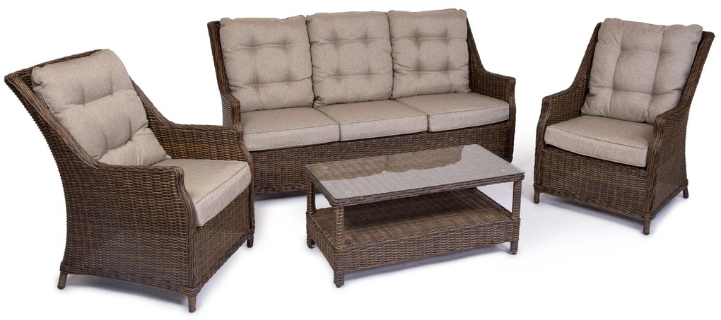 Záhradná sedacia súprava BERKLEY 3 tmavohnedá