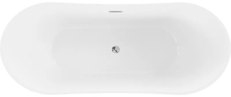 Mexen Celia, voľne stojaca vaňa 170 x 75 cm, biela-čierna, chrómový prepad, 52331707575-01