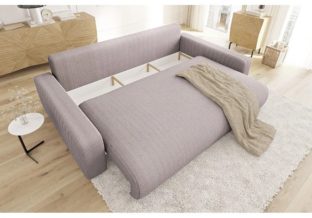 Svetloružová menčestrová rozkladacia/s úložným priestorom pohovka 234 cm Sara – Ropez