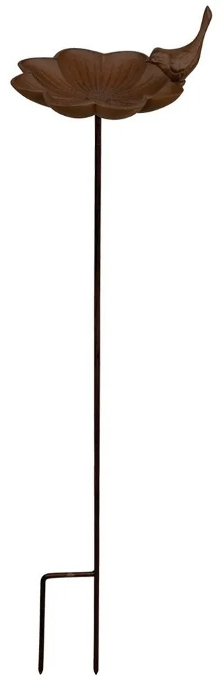 Zapichovacie napájadlo pre vtáky Flower, 91x19,5 cm, liatina, hnedá