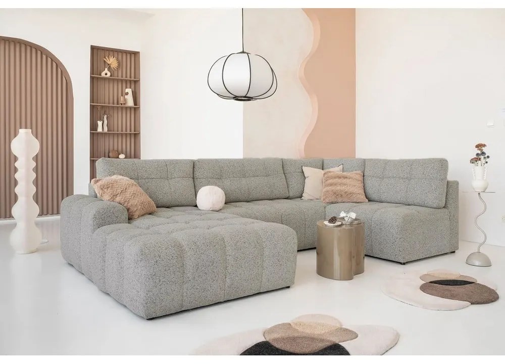 Svetlohnedá rozkladacia modulárna rohová pohovka s úložným priestorom (pravý roh) Lulu – Miuform