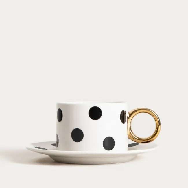 Šálka LUNYA s podšálkou, čierna / biela 757051 200 ml