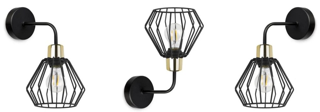 Nástenné svietidlo Nuvola 5, 1x čierne drôtené tienidlo, g