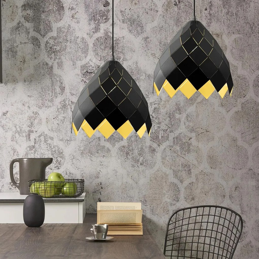 Toolight Toolight, závesná kovová stropná lampa 1xE27 APP338-1CP, čierna, OSW-05019