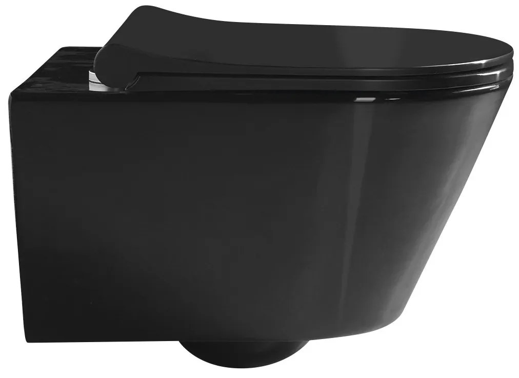 Sapho, AVVA závesná WC misa s bidet. spŕškou, Rimless, 35,5x53 cm, čierna lesklá, 100312-108