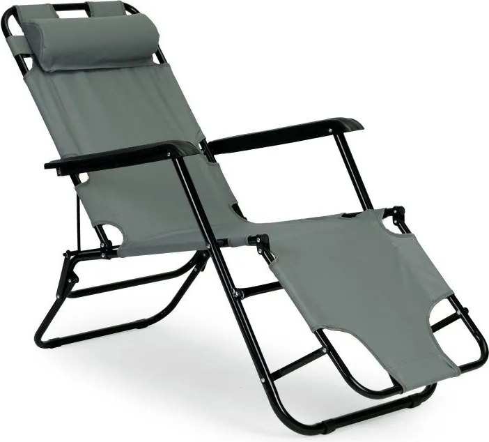 Ležadlo s opierkou hlavy, skladacia konštrukcia, sivé